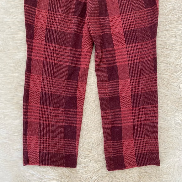 Land’s End Red Burgundy Plaid Sport Knit High Rise
Elastic Waist Pull On Pants - Picture 10 of 11